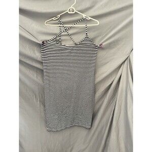 J. Crew Size L Black and White Striped Stretch Knit Dress - New